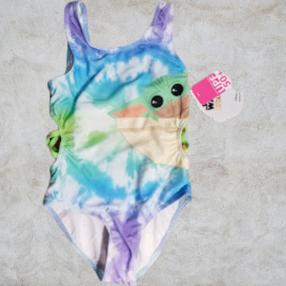 Star Wars Grogu aka Baby Yoda Girls One-Piece Swimsuit Medium (5-6 ) NWT - Picture 3 of 4